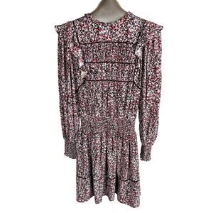 Rails Dress Womens Small Black Floral Boho Smocked Ruffle Cottagecore Chic